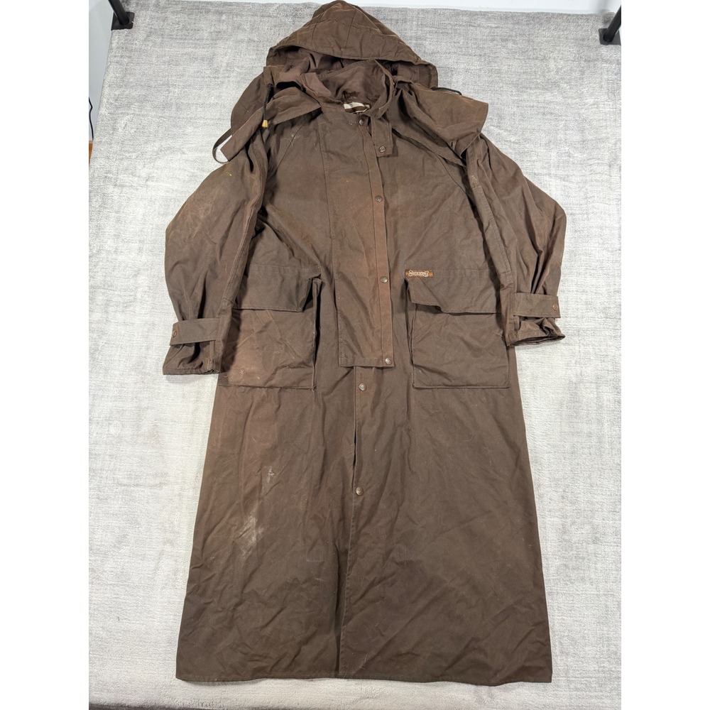 Driza Bone Jacket Women Small Brown Ridding Waxed Cotton Duster Hooded Outback